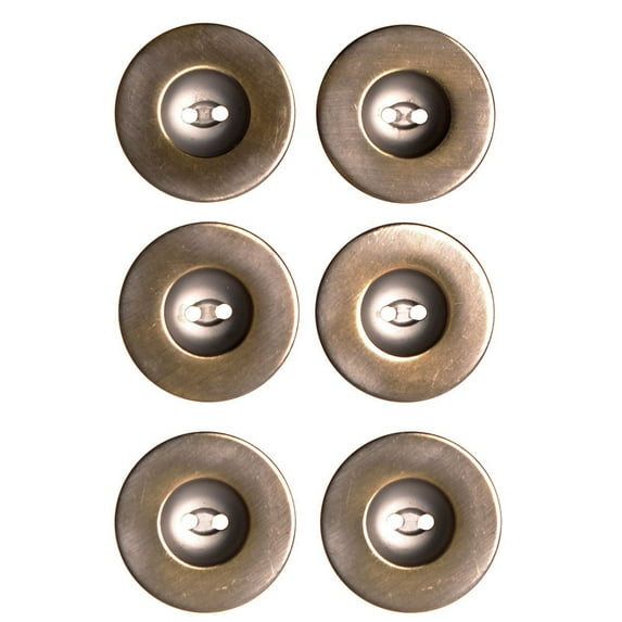 Mibo 5pcs ABS Metal Plated Button - 2 Hole - Concaved Notch Center - 50L(32mm) - Brushed Antique Brass