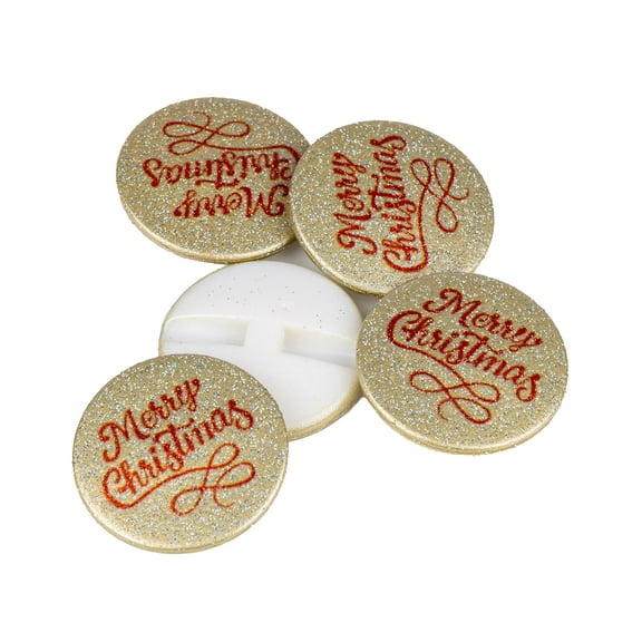 Mibo 5pcs Nylon Resin Button with Tunnel Shank - Merry Christmas Sublimation Print - 36L(22mm) - Red/Gold Glitter