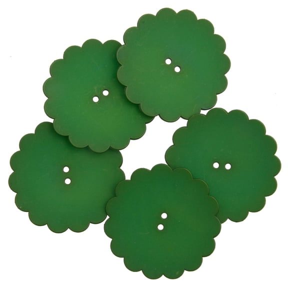 Mibo 5pcs Nylon Resin - Daisy Shape - Festive Holiday Button - 64L(40mm) - 2 Hole - Forest Green