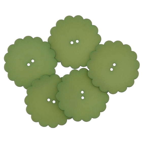 Mibo 5pcs Nylon Resin - Daisy Shape - Festive Holiday Button - 64L(40mm) - 2 Hole - Pine Green
