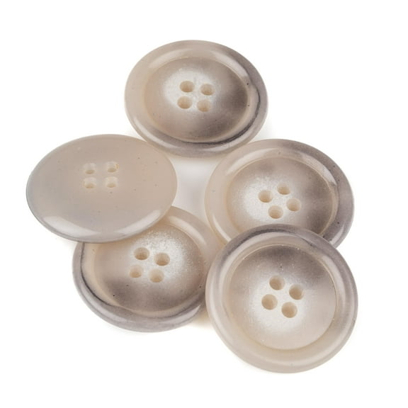 Mibo 5pcs Urea Coat Buttons with Rim - 4 Hole - 54L(34mm) - Light Grey Blend