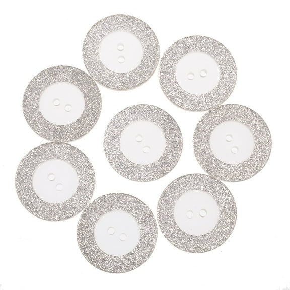 Mibo 6pcs Polyester Button - 2 Hole - Concaved Center - 44L(28mm) -Transparent with Silver Glitter Rim