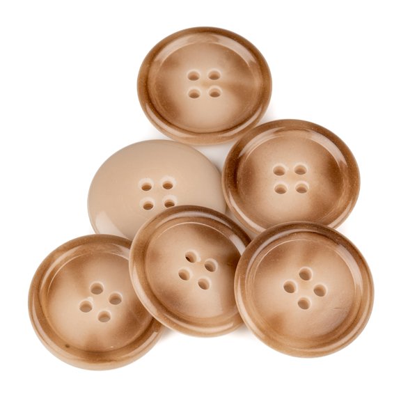 Mibo 6pcs Urea Coat Buttons with Rim - 4 Hole - 44L(28mm) - Beige Tan Blend