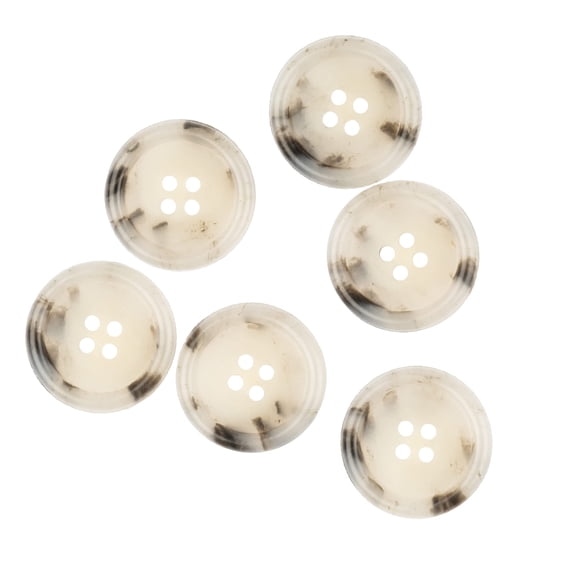 Mibo 6pcs Urea Imitation Horn Suiting & Coat Button - 4 Hole - Classic Shape - 36L(22mm) - Light Grey