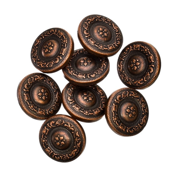 Mibo 8pcs ABS Metal Plated Shank Button - 28L(18mm) - Baroque Renaissance Pattern - Antique Copper