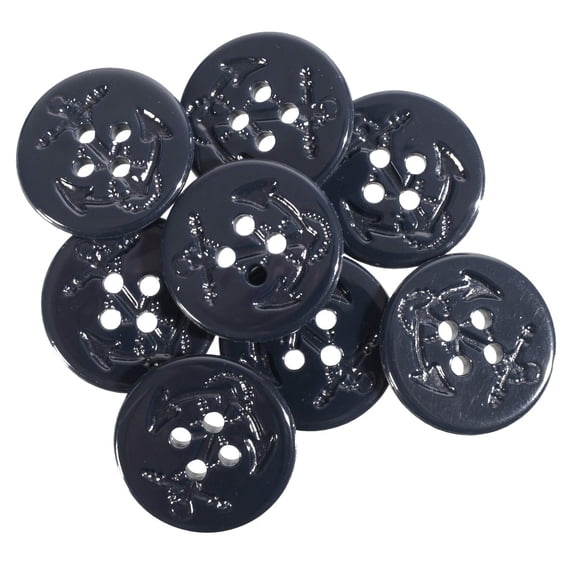 Mibo 8pcs Nylon Resin - 4 Hole - Debossed Naval Anchor - 40L(25mm) - Navy