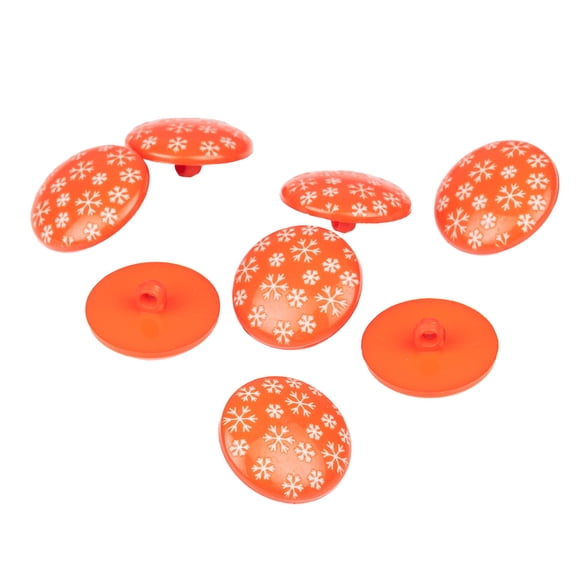 Mibo 8pcs Nylon Resin Shank Button - Christmas Snowflakes Design - 36L(22mm) - Red/White