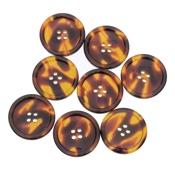 Mibo 8pcs Polyester Suiting and Coat Button - Imitation Tortoise Shell - 4 Hole - Classic Shape with Rim - 44L(28mm)