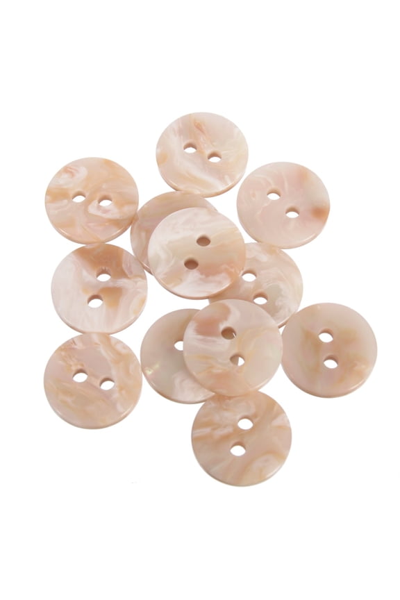 Mibo Buttons & Accessories 12pcs Polyester Shirt/Blouse Button - 2 Hole - Imitation Abalone Shell - Flat Surfaced - 20L(12mm) - Beige, MIB_TEC_10386_20AB_12PC