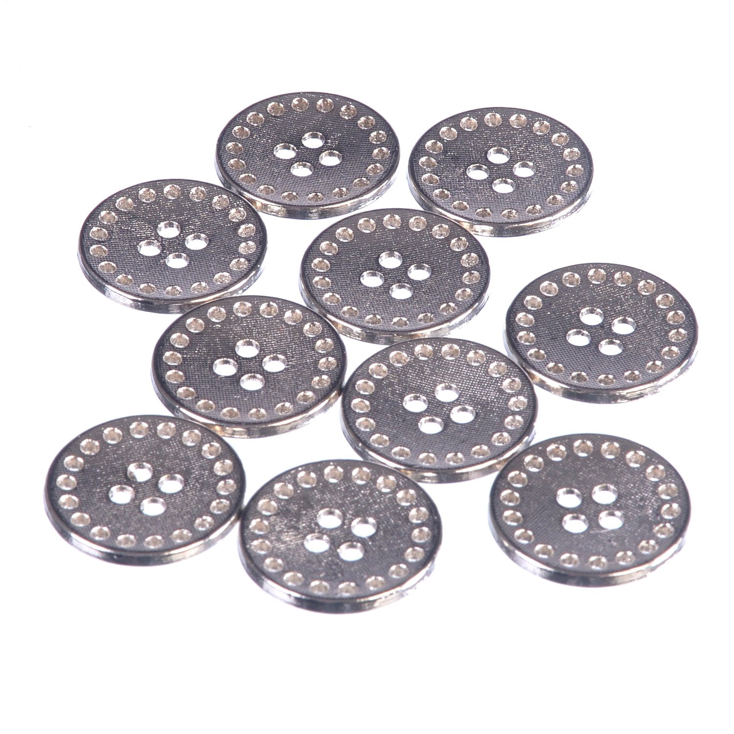 Mibo Zinc 10pcs Die Cast Metal Button - 4 Hole - Dotted Textured Center ...