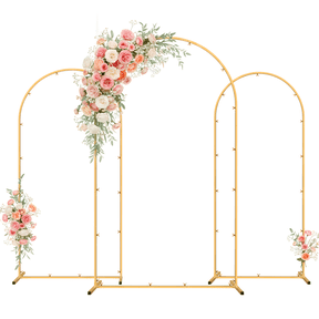 Mibote Metal Arch Backdrop Stand,7.2FT+6.6FT+6FT Gold Wedding Arch Backdrop Stand Set of 3 for Wedding Birthday Party Decor
