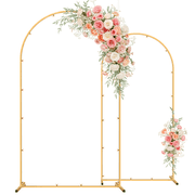 Mibote Metal Arch Backdrop Stand,7.2FT+6FT Gold Wedding Arch Backdrop Stand Set of 2 for Wedding Birthday Party Decor