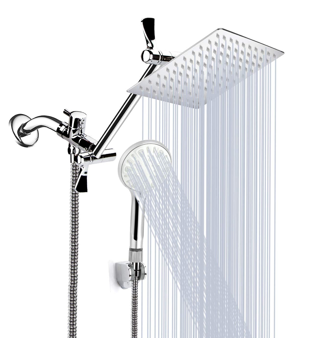 Mibote 8 Inch High Pressure Rainfall Handheld Shower Head Combo with Adjustable Settings