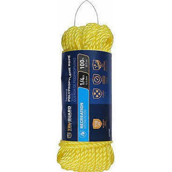 Mibro 0.25 in. x 100 ft. Tru Gaurd Poly Rope - Yellow