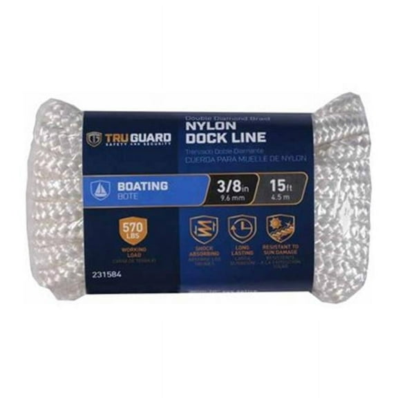 Mibro 0.37 in. x 15 ft. Tru Gaurd Dock Rope - White