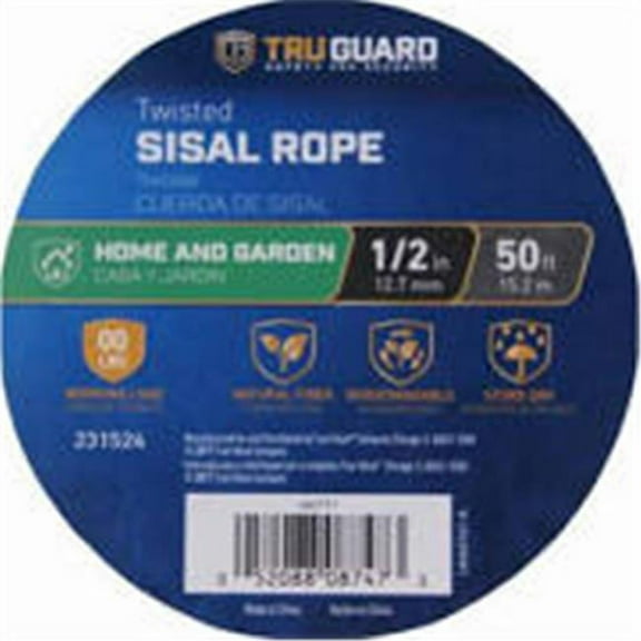 Mibro 0.5 in. x 50 ft. Tru Gaurd Sisal Rope - Natural