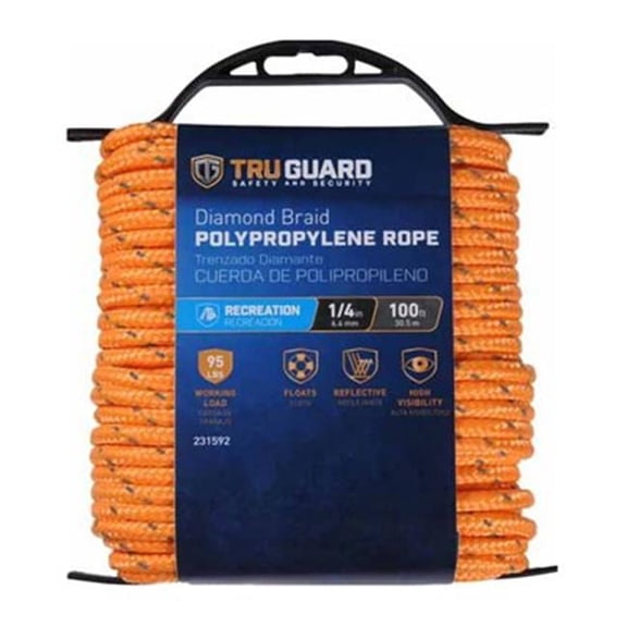 Mibro 231592 0.25 in. x 100 ft. Tru Gaurd Refl Rope, Orange