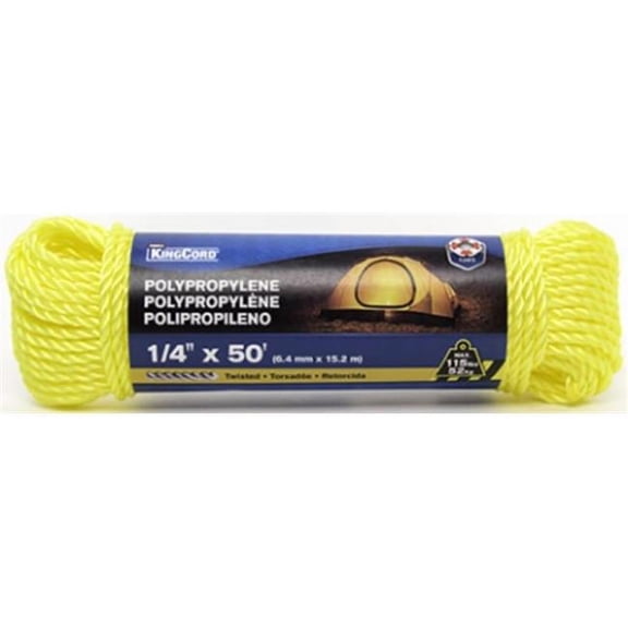 Mibro 300341BGV1 0.25 in. x 50 ft. Yellow Polypropylene Twisted Rope