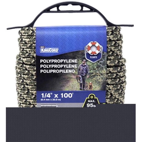 Mibro 302311BGV1 0.25 in. x 100 ft. Polypropylene Diamond Braid Rope, Camouflage