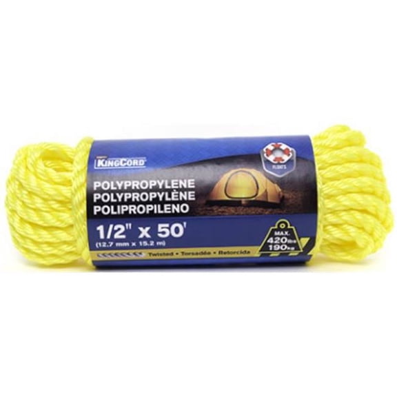 Mibro 302561BGV1 0.5 in. x 50 ft. Twisted Polypropylene Rope, White
