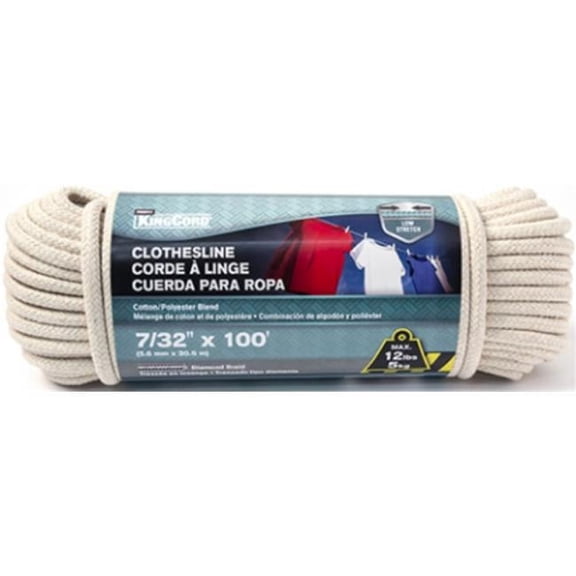 Mibro 341891BG 0.21 in. x 100 ft. Clothes Line Cotton & Polyester Diamond Braid Rope