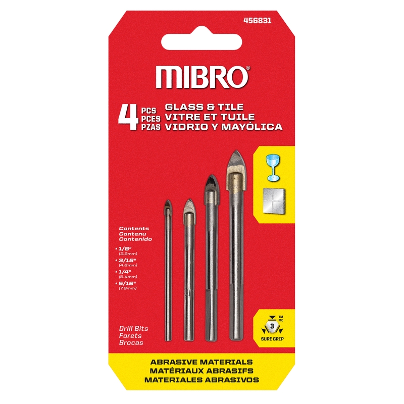Mibro 456831 4 Piece Set Glass & Tile Drill Bits