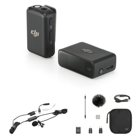 DJI Mic 2.4GHz Compact Digital Wireless Microphone System/Recorder for Camera & Smartphone with TASL500 Lavalier Microphone