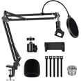 Mic Arm Stand for Blue Yeti, Heavy Duty Microphone Stand with Microphone Windscreen and Dual