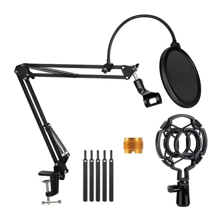 Mic Arm Stand for Blue Yeti, Heavy Duty Microphone Stand with Microphone Windscreen