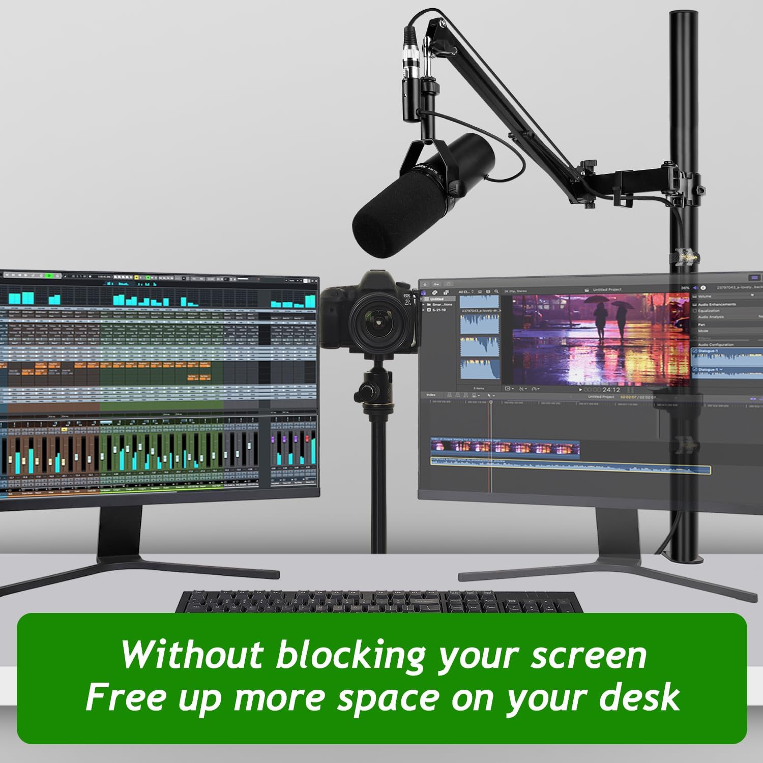 Mic  Arm with 31.5in High Extension Riser, Adjustable Overhead Microphone Stand for  SM7B Blue   QuadCast S and Other Mics