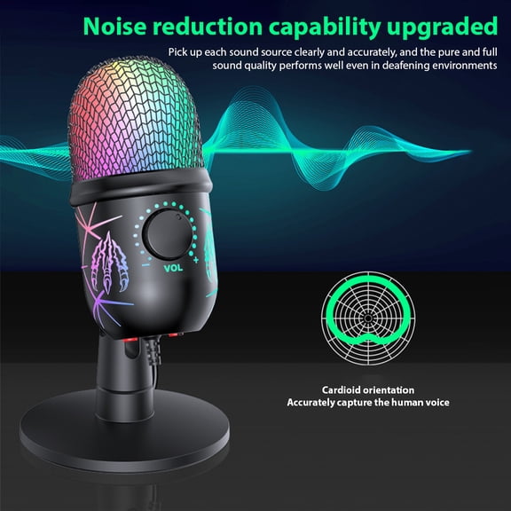 Mic,Noise Reduction With One Live With Click Mute Real-time Function Laptop Live Mute Real-time One Click Mic Laptop Live Condenser Noise