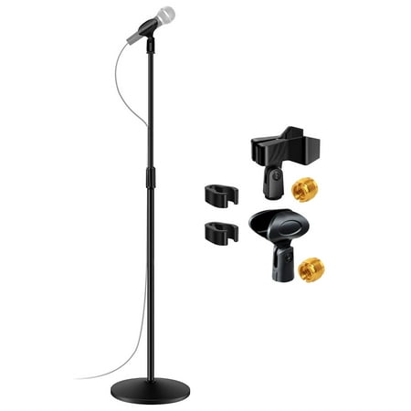 Mic Stand, Universal Microphone Stand Boom Mic Stand with Weighted Round Base, Height Adjustable Stand with Cable Management Clip,Black