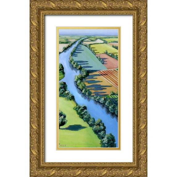 Mica 9x14 Gold Ornate Wood Framed with Double Matting Museum Art Print Titled - Flying Above II