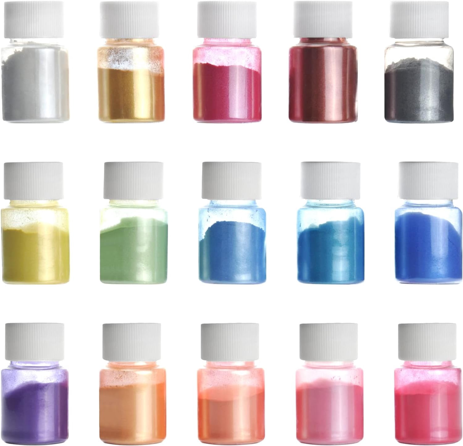 Mica Powder, 15 Colors Epoxy Resin Dye Set, Natural Pigment Powders for Epoxy Resin, DIY Cosmetic, Soap, Paint, Nail Arts, Soy Wax Candle Making