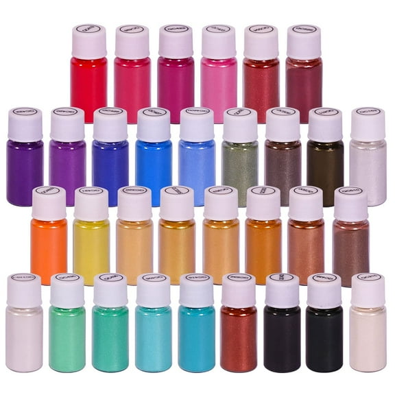Mica Powder Coloring Pigment Dyeing and Coloring Function for Epoxy Resin, Soap Making Supplies, Lip Gloss, Bath Bomb, Acrylic Paints, Cosmetic Pigment SEISSO 32 Colors