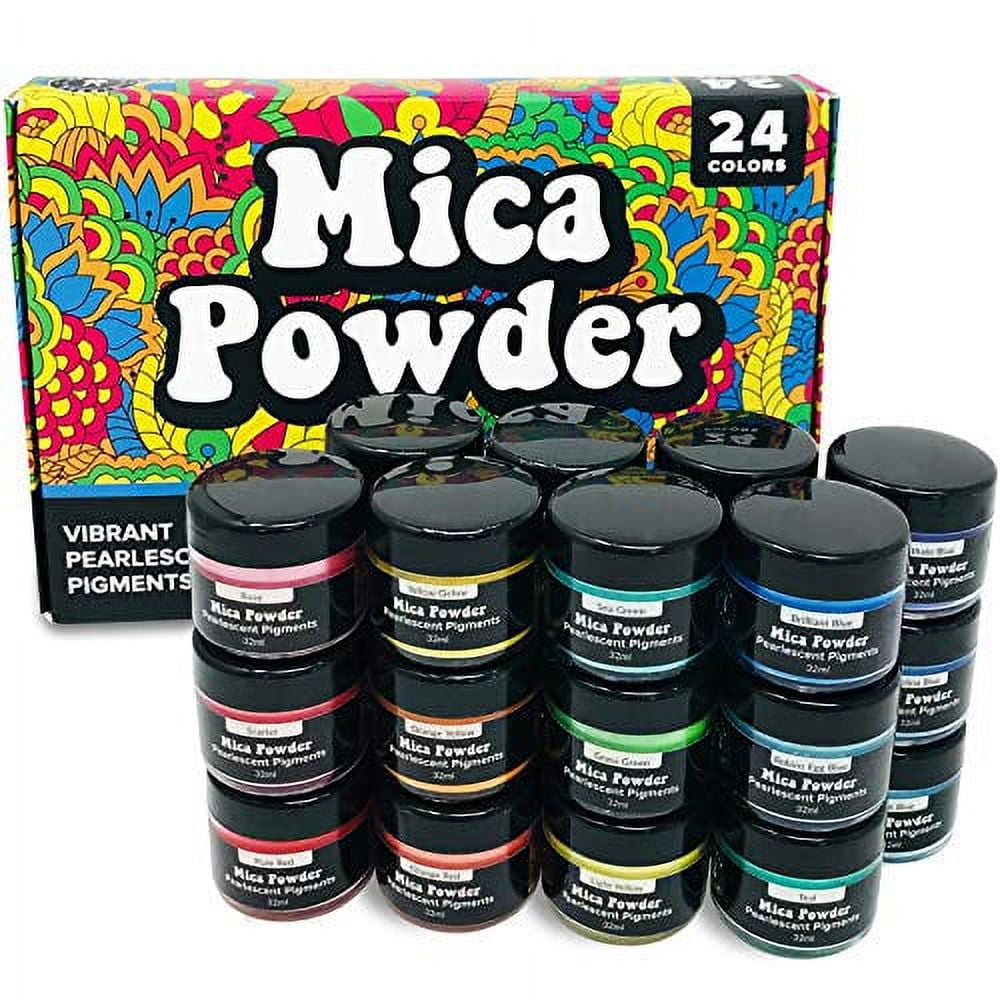Mica Powder Pigment 24 Colors Set for Epoxy Resin, Soaps