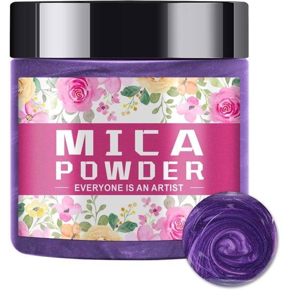Mica powder pearlescent pigments are used in epoxy resins, soaps, candles, lip gloss, car preservation, dyes, nail polish, bath bombs Purple-2 oz