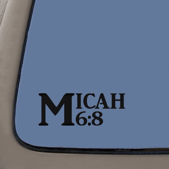 Micah 6:8 Bible Verse Decal Sticker | 7.5-Inches By 8-Inches | Religious Motivational Inspirational Educational | Black Vinyl