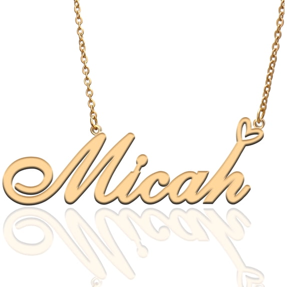 Micah Custom Name Necklace Customized Personalized Plated Name Necklace for Mother Daughter Friendship Women Valentine's Day Christmas Birthday New Year Gold
