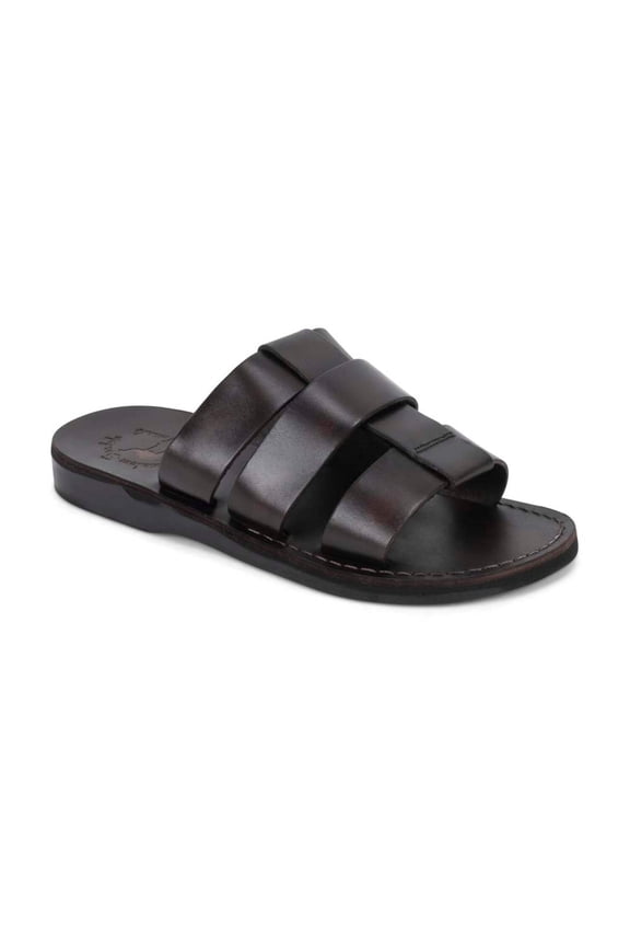 Micah - Leather Double Strap Sandal | Brown
