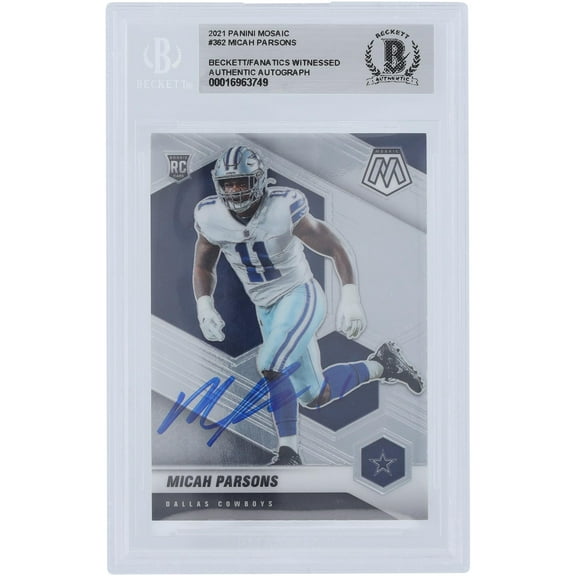 Micah Parsons Dallas Cowboys Autographed 2021 Panini Mosaic #362 Beckett Fanatics Witnessed Authenticated Rookie Card - Fanatics Authentic Certified