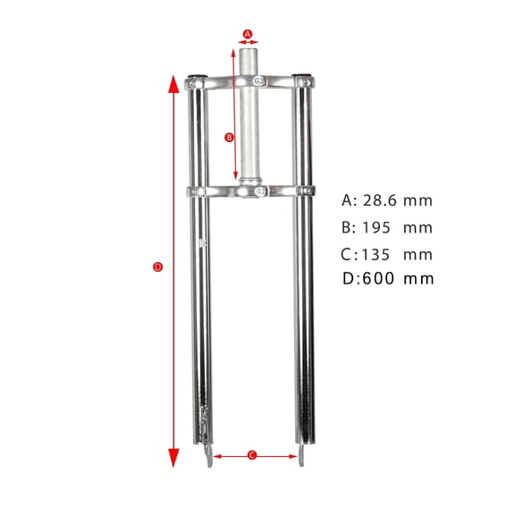 Tracer Adjustable 1-1/8" Bike Fork Triple Tree Threadless,28.6mm,Chrome,Disc Brake,Alloy,for Chopper Beach Cruiser Bike