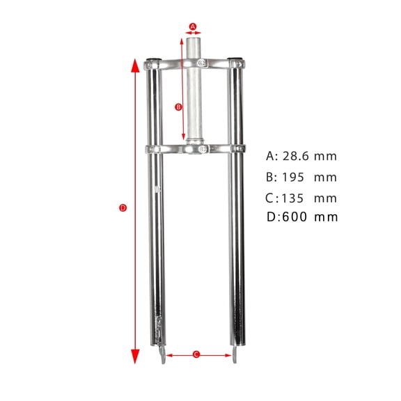Tracer Adjustable 1-1/8" Bike Fork Triple Tree Threadless,28.6mm,Chrome,Disc Brake,Alloy,for Chopper Beach Cruiser Bike