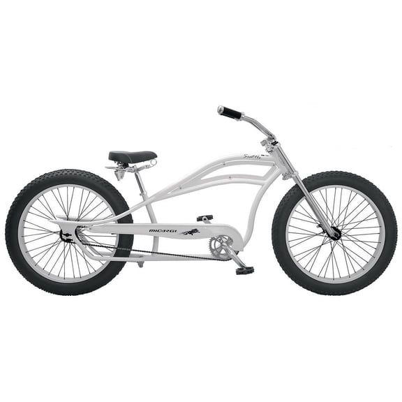 Micargi 26" Seattle Stretch Fat Tire Cruiser Chopper Bicycle Stainless Steel Spokes Single Speed Coaster Brake White Bike