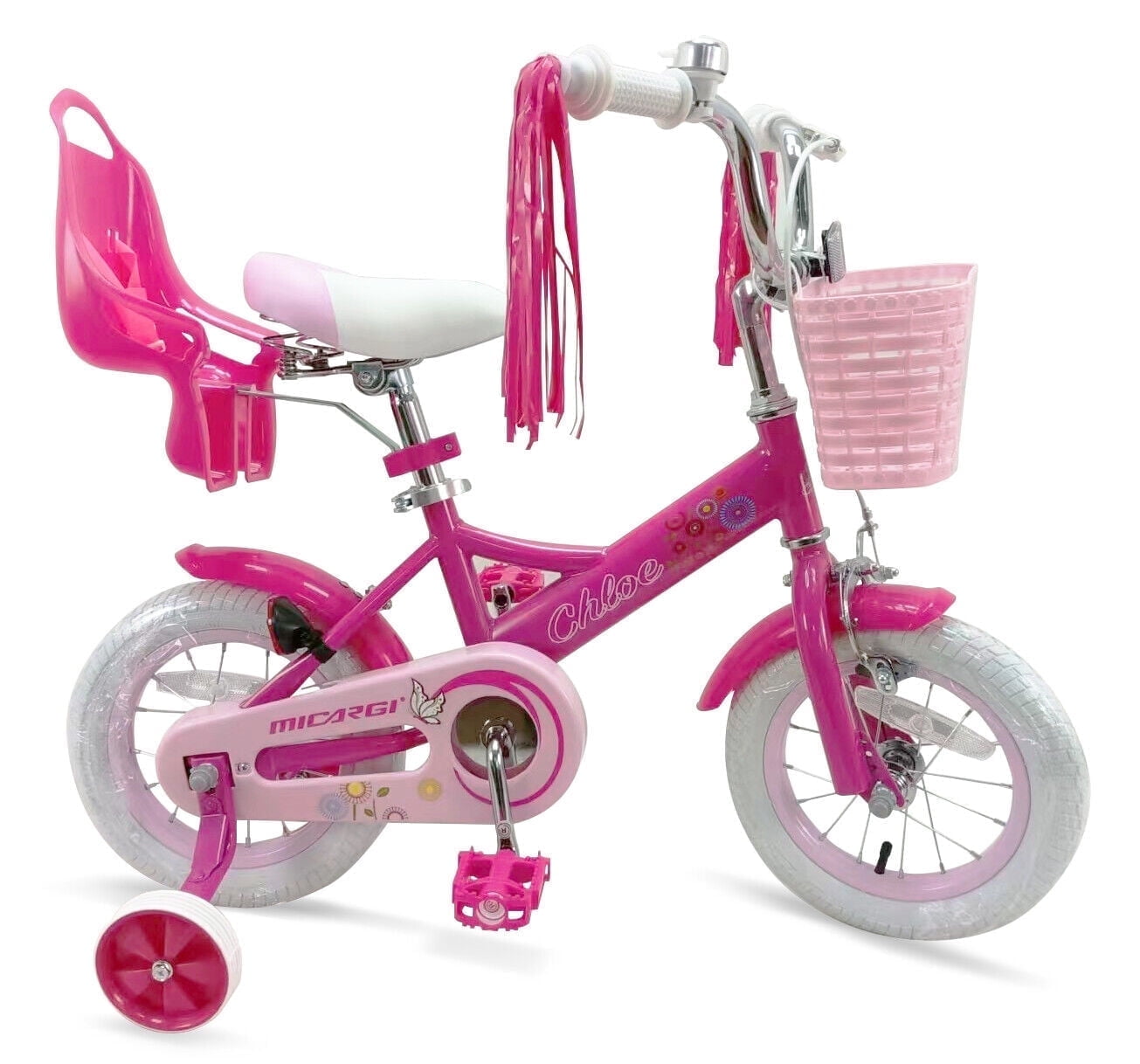 Micargi Girls' Bike 12 Inch with Basket and Training Wheels