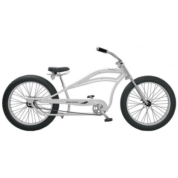 Micargi 26" Seattle Stretch Fat Tire Cruiser Chopper Bicycle Stainless Steel Spokes Single Speed Coaster Brake White Bike