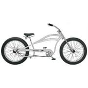 Micargi 26 Seattle Stretch Fat Tire Cruiser Chopper Bicycle Stainless Steel Spokes Single Speed Coaster Brake White Bike