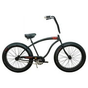 Micargi SLUGO 26 Beach Cruiser Coaster Brake Single Speed, Black HI RISE Handlebar Alloy BLACK Rims, Black Spokes, Black Tire 26 x4 Color Matt black / Black