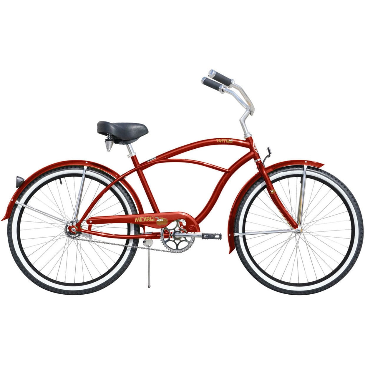 Micargi TAHITI 26 Beach Cruiser Coaster Brake Stainless Steel Spokes One  Piece Crank Alloy Matte Black Rims 36H With Fenders Color: Red/ Black -  Walmart.com