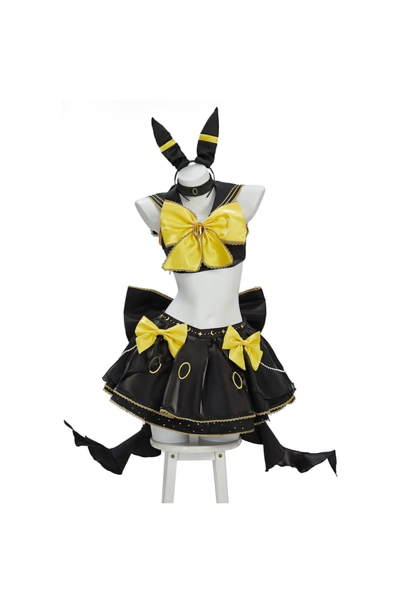 PM Derivative Black Sailor Suit Top and Skirt Set for Women with Headband Choker, S